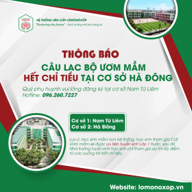 TB: HẾT CHỈ TIÊU CLB ƯƠM MẦM TẠI CƠ SỞ HÀ ĐÔNG