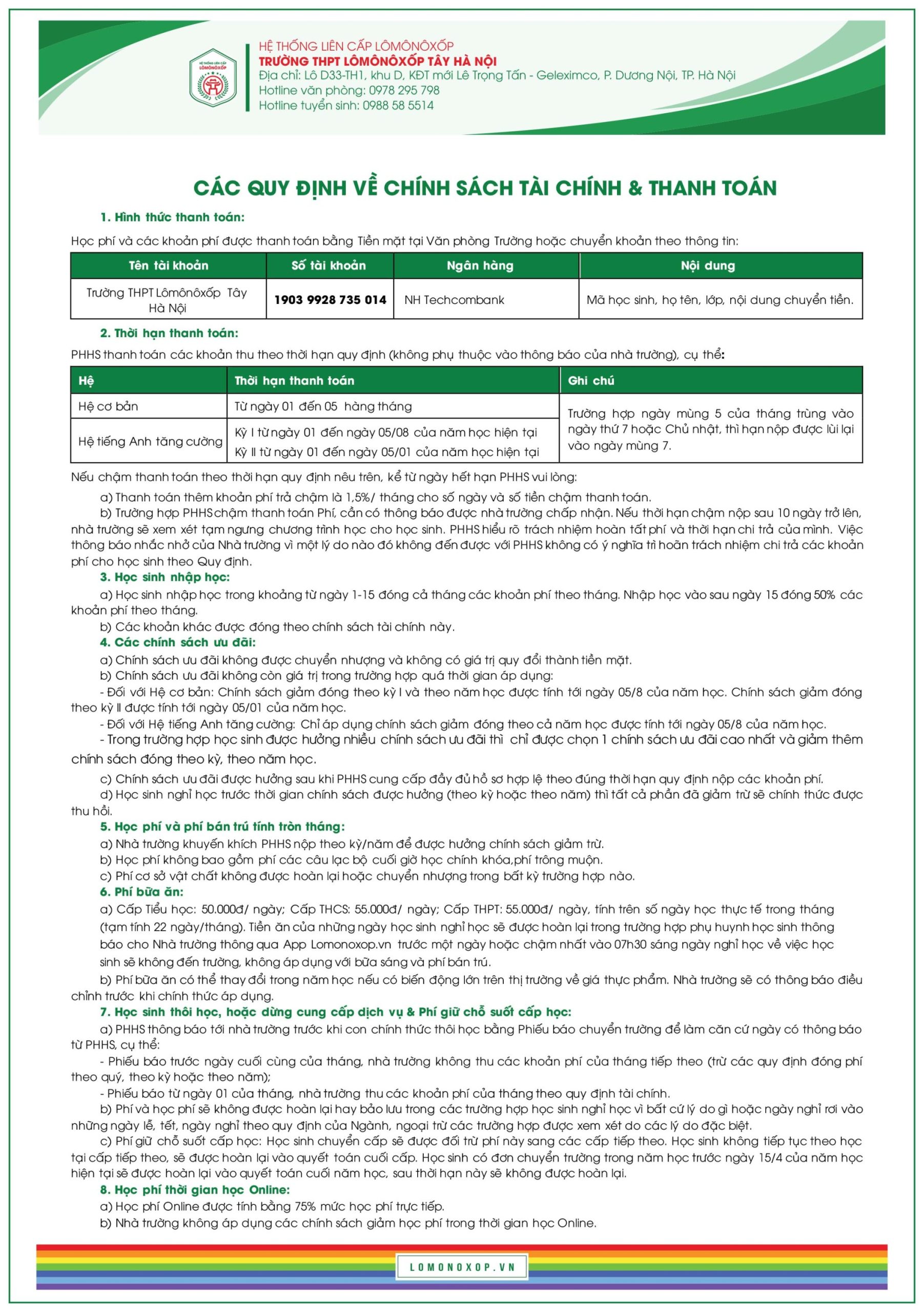 BiỂu PhÍ VÀ Quy ĐỊnh TÀi ChÍnh Thpt 23.12 1